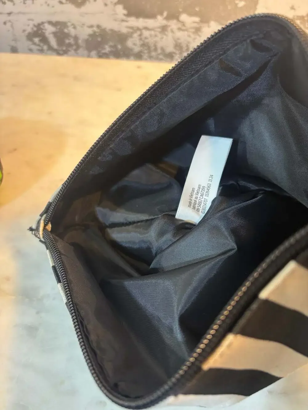 Victoria's Secret Black and White Striped Canvas Wristlet Makeup Bag